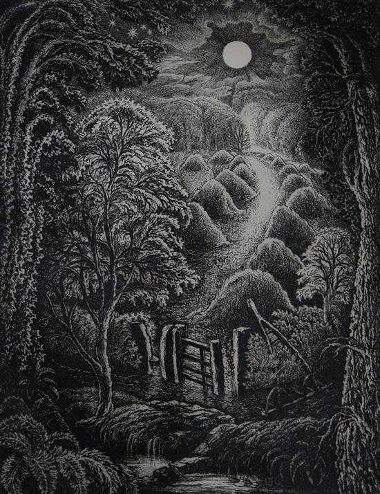 Robin Tanner, wood engraving, Full Moon, signed in pencil, 24 x 19cm, unframed